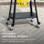 SUNJOY 20 Inch Charcoal Grill, Kamado Grill with Pizza Stone, Ultimate Egg BBQ Grill and Smoker with Wheels - Yellow - Image 9