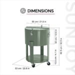 SUNJOY 60 Quart Patio Rooling Cooler Cart with Bottle Opener, Shelf and Lockable Wheels - Green - Image 3