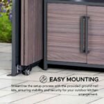 SUNJOY 7' x 3' Outdoor Kitchen / Grill Station with Overhead Lift-Up Door & Folding Sliding Doors for Compact Space - Image 11