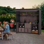 SUNJOY 7' x 3' Outdoor Kitchen / Grill Station with Overhead Lift-Up Door & Folding Sliding Doors for Compact Space - Image 14