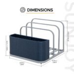 SUNJOY 35 Inch Rust-proof Wicker Pool Float Storage Rack for Floaties - Navy - Image 9