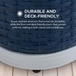 SUNJOY 35 Inch Rust-proof Wicker Pool Float Storage Rack for Floaties - Navy - Image 7