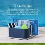 SUNJOY 35 Inch Rust-proof Wicker Pool Float Storage Rack for Floaties - Navy - Image 8