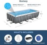 Bestway Power Steel 18′ x 9′ x 48″ Rectangular Metal Frame Above Ground Outdoor Swimming Pool Set with 1,500 GPH Filter Pump, Ladder, and Pool Cover - Image 9