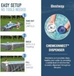 Bestway Power Steel 18′ x 9′ x 48″ Rectangular Metal Frame Above Ground Outdoor Swimming Pool Set with 1,500 GPH Filter Pump, Ladder, and Pool Cover - Image 3