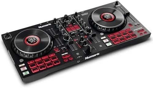 B087S1ZNNT-0-1756496446130.jpg Numark Mixtrack Platinum FX Serato DJ Controller with Jog Wheel Displays, 4 Decks, Mixer, Effects Paddles and (Audio Interface) - Image 1