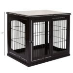 26” Decorative Dog Cage Wooden Pet Crate Kennel with Double Door Entrance & a Simple Modern Design - Image 3