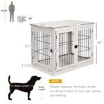 26″ Wooden Dog Crate, Furniture Style Pet Cage Kennel, End Table, with Lockable Double Door Entrance, and Top Shelf, White - Image 3