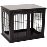 26” Decorative Dog Cage Wooden Pet Crate Kennel with Double Door Entrance & a Simple Modern Design