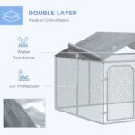 Dog Kennel Outdoor Heavy Duty Playpen with Galvanized Steel Secure Lock Mesh Sidewalls and Waterproof Cover for Backyard & Patio - Image 5