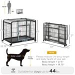 Metal Dog Crate Heavy Duty Kennel with Removable Tray 4 Wheels & Folding Design Grey - Image 3