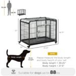 Folding Design Heavy Duty Metal Dog Cage Crate & Kennel with Removable Tray and Cover, & 4 Locking Wheels, Indoor/Outdoor 49″ - Image 3