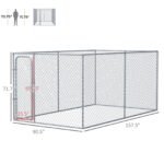 Outdoor Dog Kennel Galvanized Chain Link Fence Heavy Duty Pet Run House Chicken Coop with Secure Lock Mesh Sidewalls for Backyard, Silver - Image 3