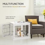 26″ Wooden Dog Crate, Furniture Style Pet Cage Kennel, End Table, with Lockable Double Door Entrance, and Top Shelf, White - Image 5