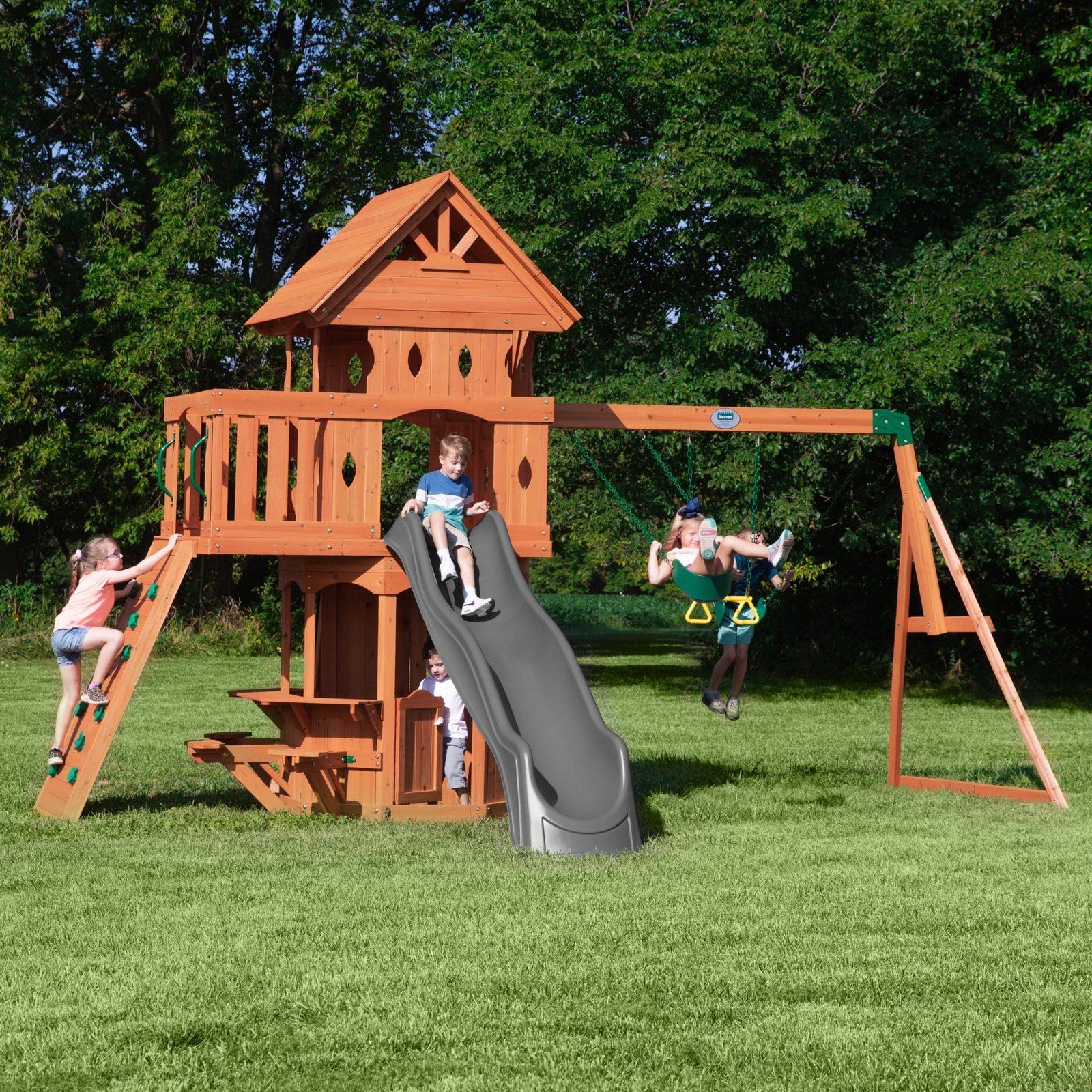 WoodlandMainKidsGraySlide.jpg Woodland Swing Set - Image 1