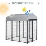 6′ x 4′ x 6′ Large Dog Kennel Outdoor Steel Fence with UV-Resistant Oxford Cloth Roof & Secure Lock - Image 4