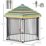 47″ Heavy-duty Pet Playpen Kennel with Door & Removable Cover 6 Panels Freestanding Puppy Crate Fence for Small Medium Sized Dogs - Image 3