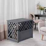 Wood Dog Crate Small Dog Cage Furniture Style Dog Kennel Lattice for Indoor Use with a Unique Slant Aesthetic Design - Image 2