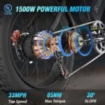 Ridstar Electric Bike for Adults 1500w 33mph,48v 20ah Electric Bicycle,20″ Fat Tire,7-Speed Mountain Bike Ul2849 - Image 6