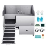 61″ Stainless Steel Dog Grooming Bath Tub, Built-in Ramp & Water Filter, Left-Side Faucet Setup, DOBA-DT61L - Image 5