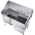 61″ Stainless Steel Dog Grooming Bath Tub, Built-in Ramp & Water Filter, Left-Side Faucet Setup, DOBA-DT61L - Image 7