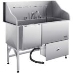 61″ Stainless Steel Dog Grooming Bath Tub, Built-in Ramp & Water Filter, Left-Side Faucet Setup, DOBA-DT61L - Image 11