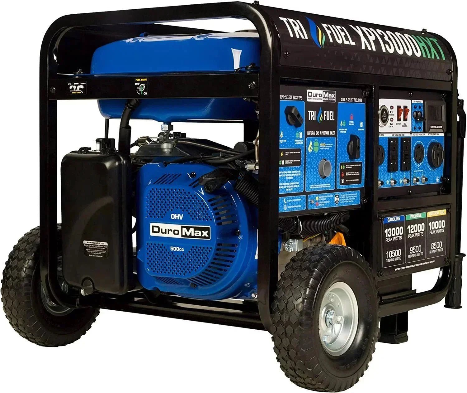 duromax-portable-generators-xp13000hxt-fa_145-1-2-1.jpg DuroMax 13000 Watt, Tri Fuel Portable Generator, w/ CO Alert - Image 1