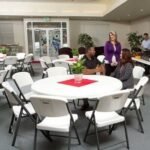 Lifetime (15) 60 in. Round Tables and Cart Combo - Image 14