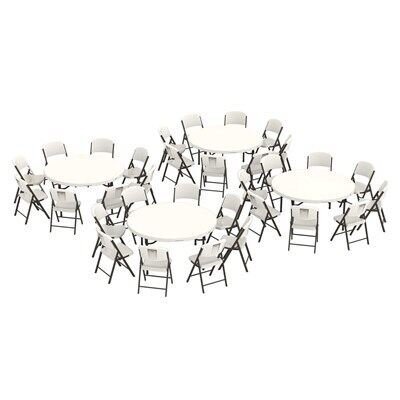 ead18668-57d3-41da-940d-08b61b3018cf.jpg Lifetime 60-Inch Round Stacking Table (4) and Chair (32) Combo - Commercial - Image 1