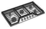 Whirlpool – 36 in. Wide 5 burners Built-In Gas Cooktop with EZ-2-Lift Hinged Cast-Iron Grates – Stainless Steel - Image 3