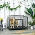 Folding Design Heavy Duty Metal Dog Cage Crate & Kennel with Removable Tray and Cover, & 4 Locking Wheels, Indoor/Outdoor 49″ - Image 2