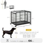 Heavy Duty Metal Dog Crate Pet Cage & Kennel with Removable Tray 4 Wheels & Folding Design Indoor Grey - Image 3
