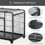 Folding Design Heavy Duty Metal Dog Cage Crate & Kennel with Removable Tray and Cover, & 4 Locking Wheels, Indoor/Outdoor 49″ - Image 5