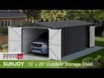 SUNJOY 10x20 Storage Shed Kits with Lockable Doors and Vents - Tan - Image 3