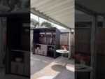 SUNJOY 7' x 3' Outdoor Kitchen / Grill Station with Overhead Lift-Up Door & Folding Sliding Doors for Compact Space - Image 3