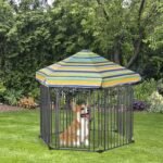 47″ Heavy-duty Pet Playpen Kennel with Door & Removable Cover 6 Panels Freestanding Puppy Crate Fence for Small Medium Sized Dogs - Image 2