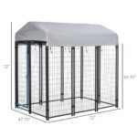 6′ x 4′ x 6′ Large Dog Kennel Outdoor Steel Fence with UV-Resistant Oxford Cloth Roof & Secure Lock - Image 3