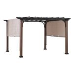 SUNJOY 11x11 Metal Pergola with Sliding Canopy & Wood-Look Finish - Image 8