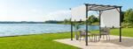 SUNJOY 9x9 Matte Black Steel Frame Pergola with Adjustable Canopy Roof - Light Gray - Image 2