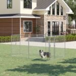 Outdoor Dog Kennel Galvanized Chain Link Fence Heavy Duty Pet Run House Chicken Coop with Secure Lock Mesh Sidewalls for Backyard, Silver - Image 2