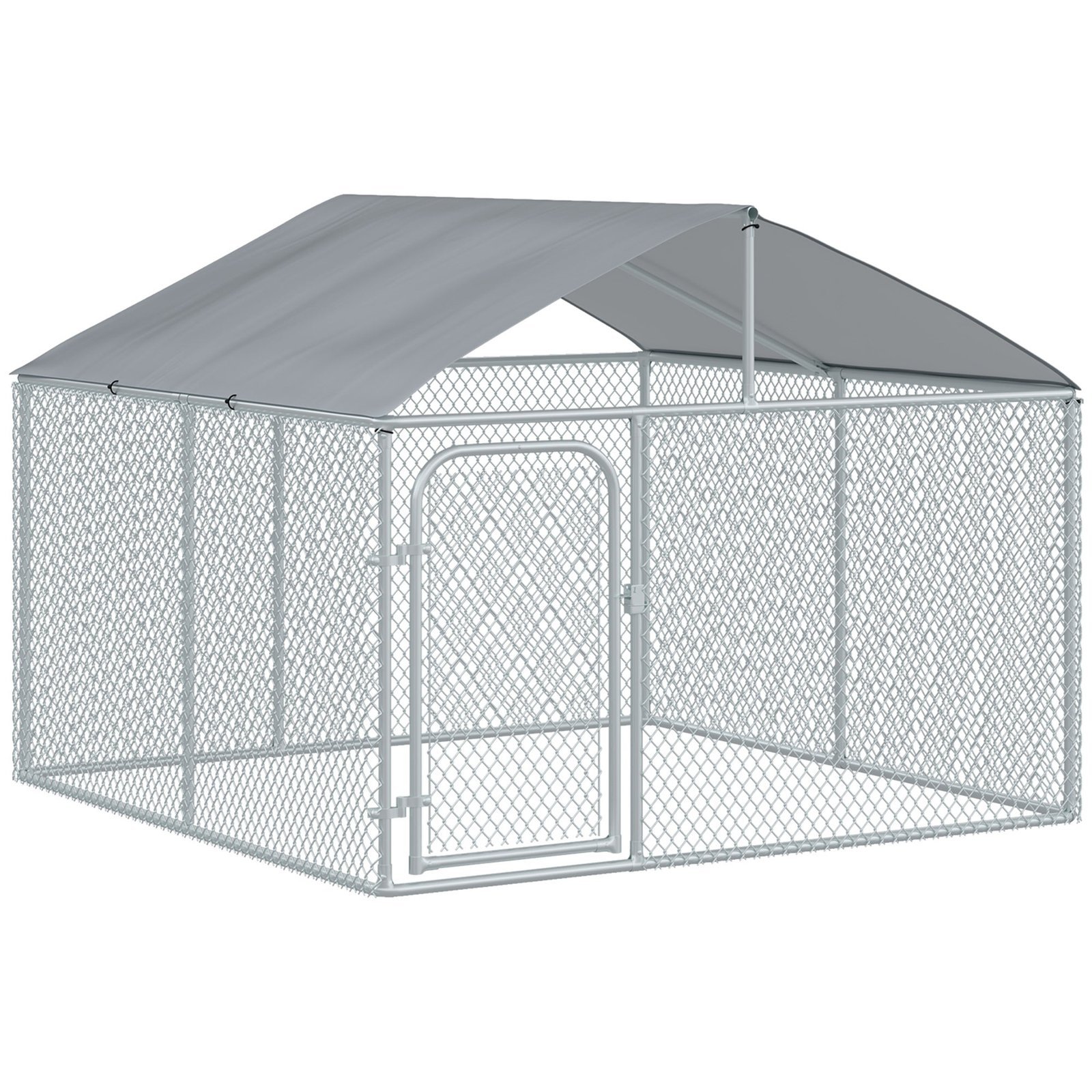 mJW98a1811e5e4a9f.jpg Dog Kennel Outdoor Heavy Duty Playpen with Galvanized Steel Secure Lock Mesh Sidewalls and Waterproof Cover for Backyard & Patio - Image 1