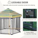 47″ Heavy-duty Pet Playpen Kennel with Door & Removable Cover 6 Panels Freestanding Puppy Crate Fence for Small Medium Sized Dogs - Image 5
