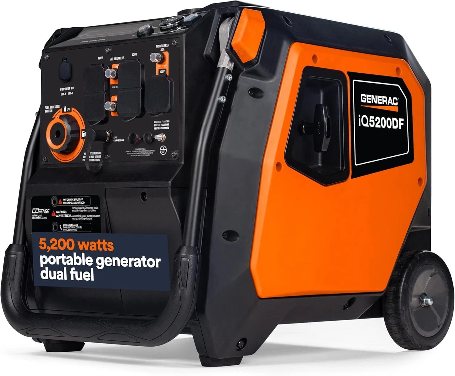 s-l1600-6.jpg Generac iQ5200 DF 3900 Watt Electric Start Dual Fuel Inverter Generator - Image 1
