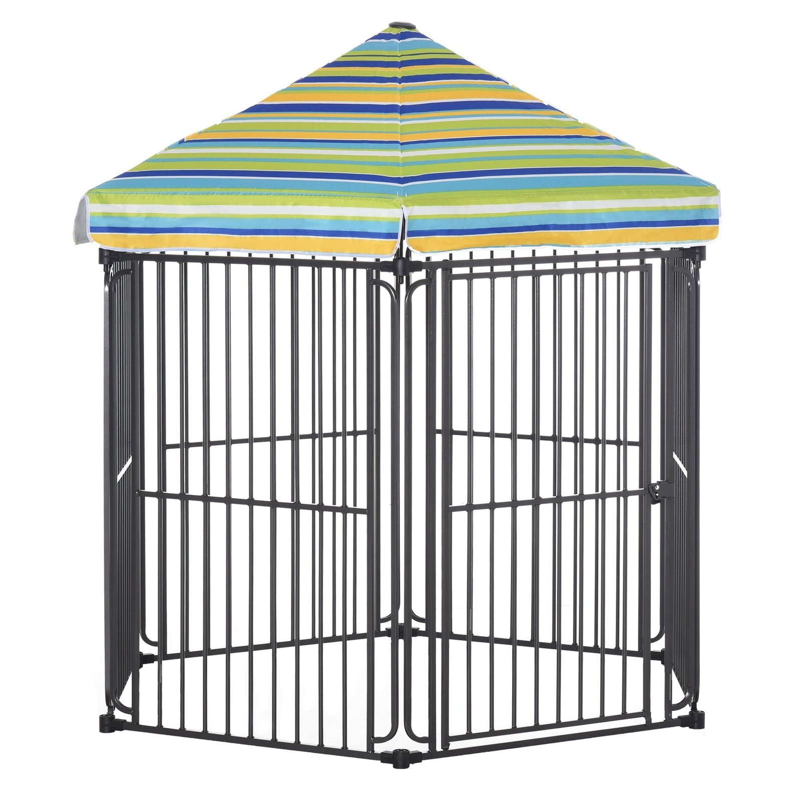 sET03117e6ae9aab1.jpg 60″ x 52″ Heavy-Duty Outdoor Pet Cage Kennel with Weather-Resistant Polyester Roof, Locking Door, & Metal Frame - Image 1
