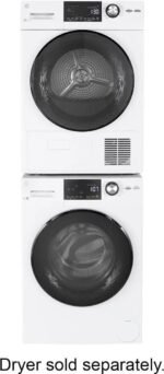 GE – 2.4 Cu. Ft. High Efficiency Stackable Front Load Washer with Steam and Sanitize – White - Image 2