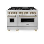 ZLINE Autograph Edition 48″ 6.0 cu. ft. Dual Fuel Range with Gas Stove and Electric Oven Stainless Steel Accents - Image 3